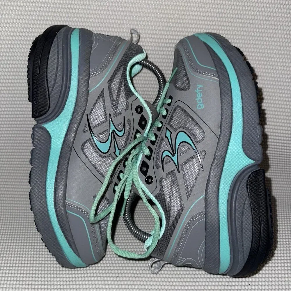 Gravity Defyer G-Defy Ion Gray/Teal Athletic Waking Comfort Sneakers Womens Sz 8